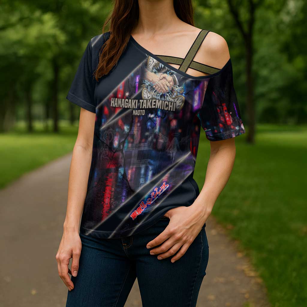 Hanagaki Takemichi Naoto Cross Shoulder Shirt Neon Time-Travel Urban Art Style