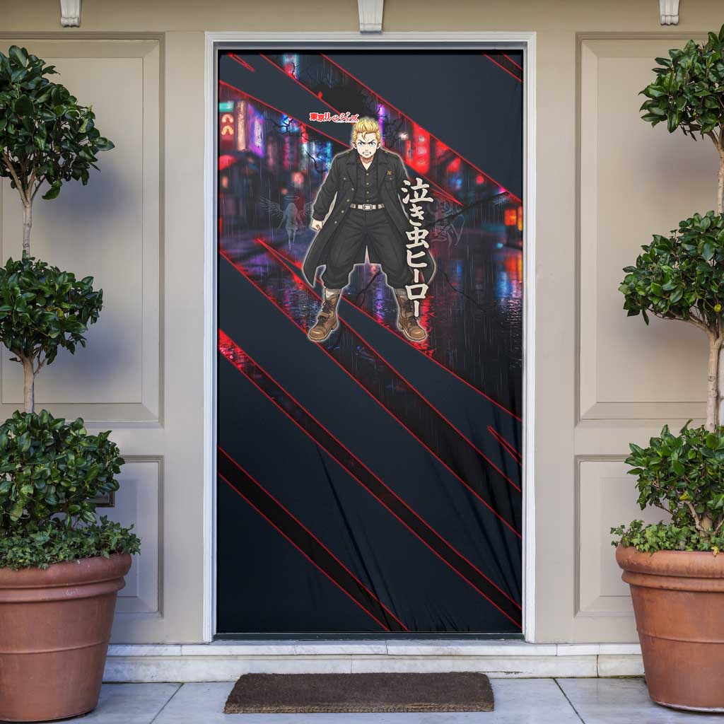 Hanagaki Takemichi Naoto Door Cover Neon Time-Travel Urban Art Style