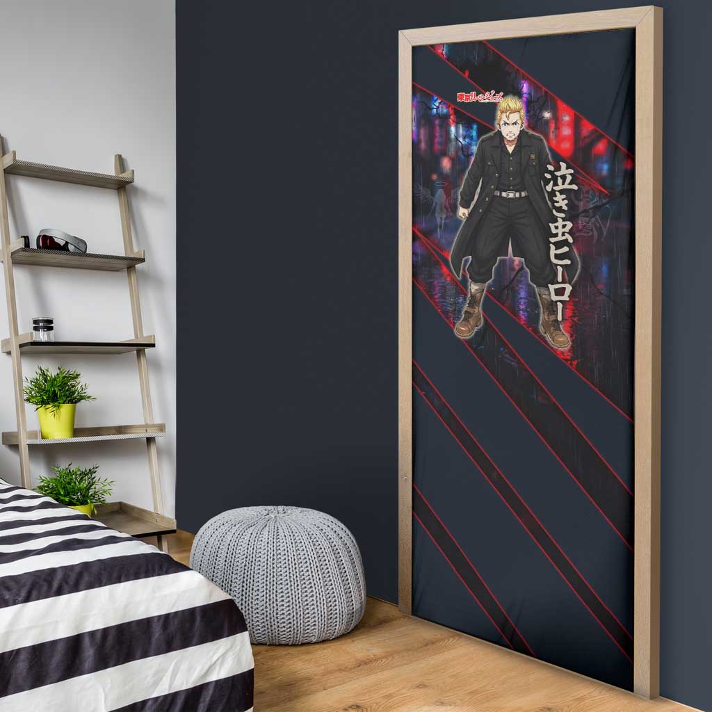 Hanagaki Takemichi Naoto Door Cover Neon Time-Travel Urban Art Style