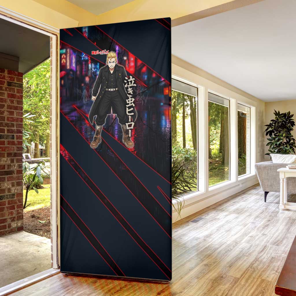 Hanagaki Takemichi Naoto Door Cover Neon Time-Travel Urban Art Style