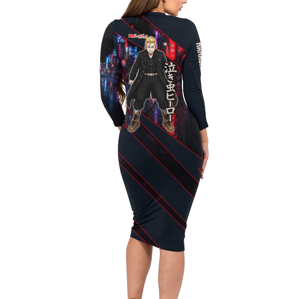 Hanagaki Takemichi Naoto Family Matching Long Sleeve Bodycon Dress and Hawaiian Shirt Neon Time-Travel Urban Art Style