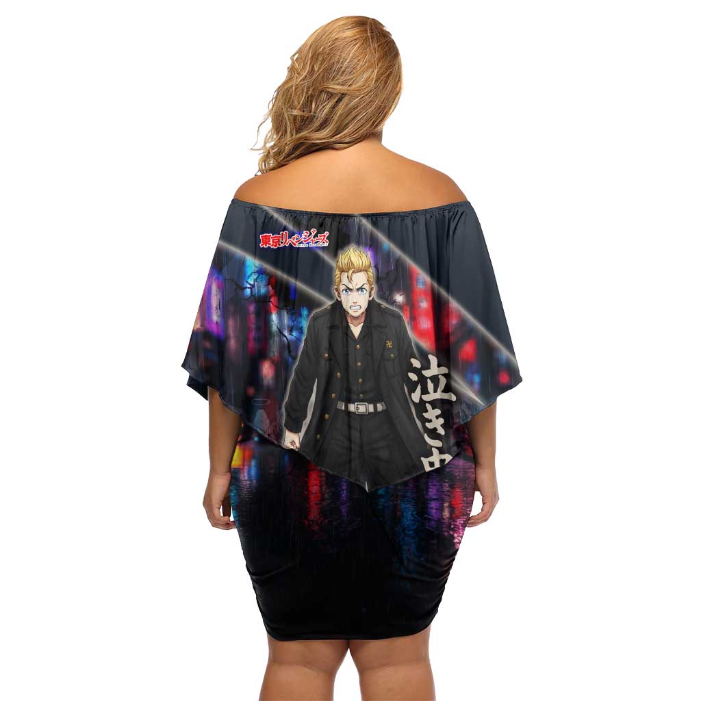 Hanagaki Takemichi Naoto Family Matching Off Shoulder Short Dress and Hawaiian Shirt Neon Time-Travel Urban Art Style