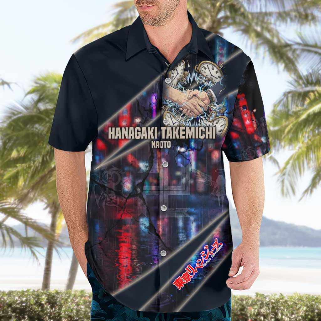 Hanagaki Takemichi Naoto Hawaiian Shirt Neon Time-Travel Urban Art Style