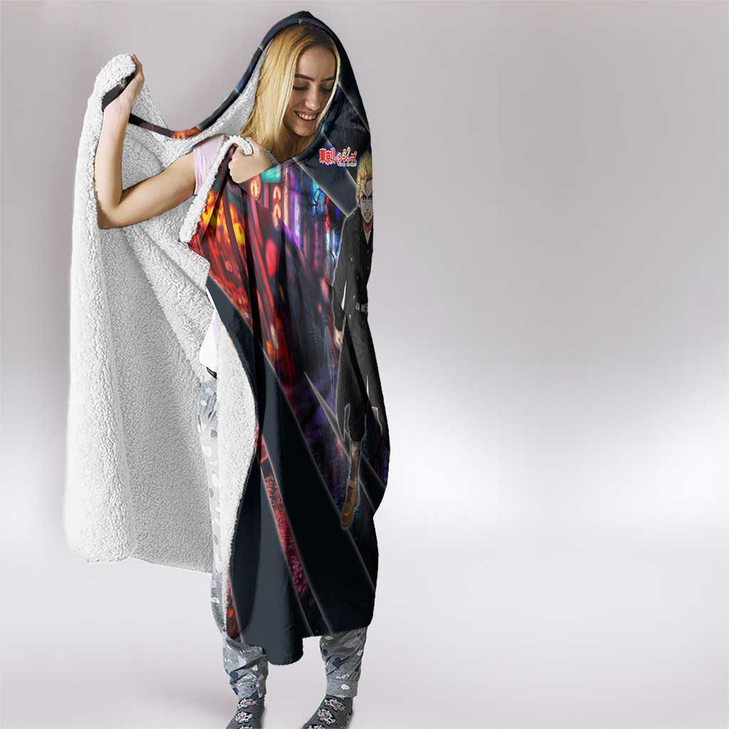 Hanagaki Takemichi Naoto Hooded Blanket Neon Time-Travel Urban Art Style