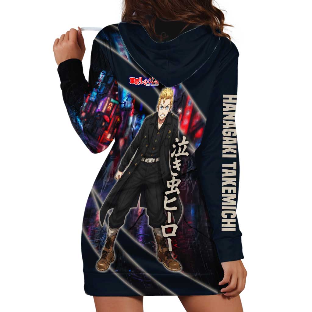 Hanagaki Takemichi Naoto Hoodie Dress Neon Time-Travel Urban Art Style