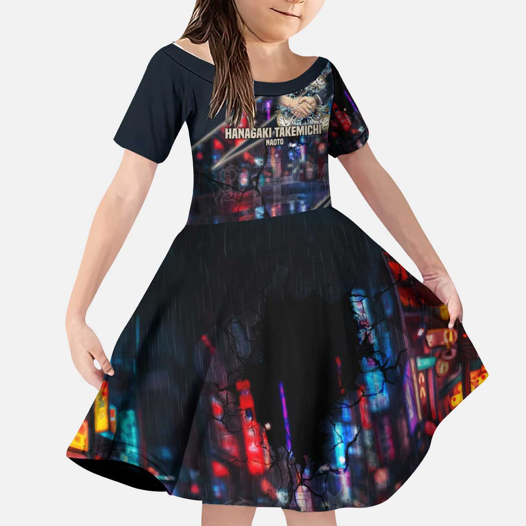 Hanagaki Takemichi Naoto Kid Short Sleeve Dress Neon Time-Travel Urban Art Style