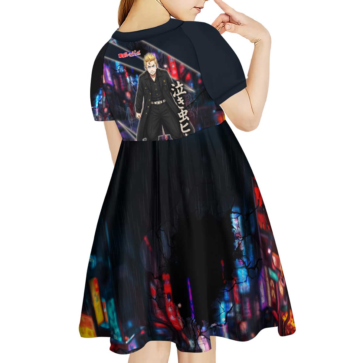 Hanagaki Takemichi Naoto Kid Short Sleeve Dress Neon Time-Travel Urban Art Style