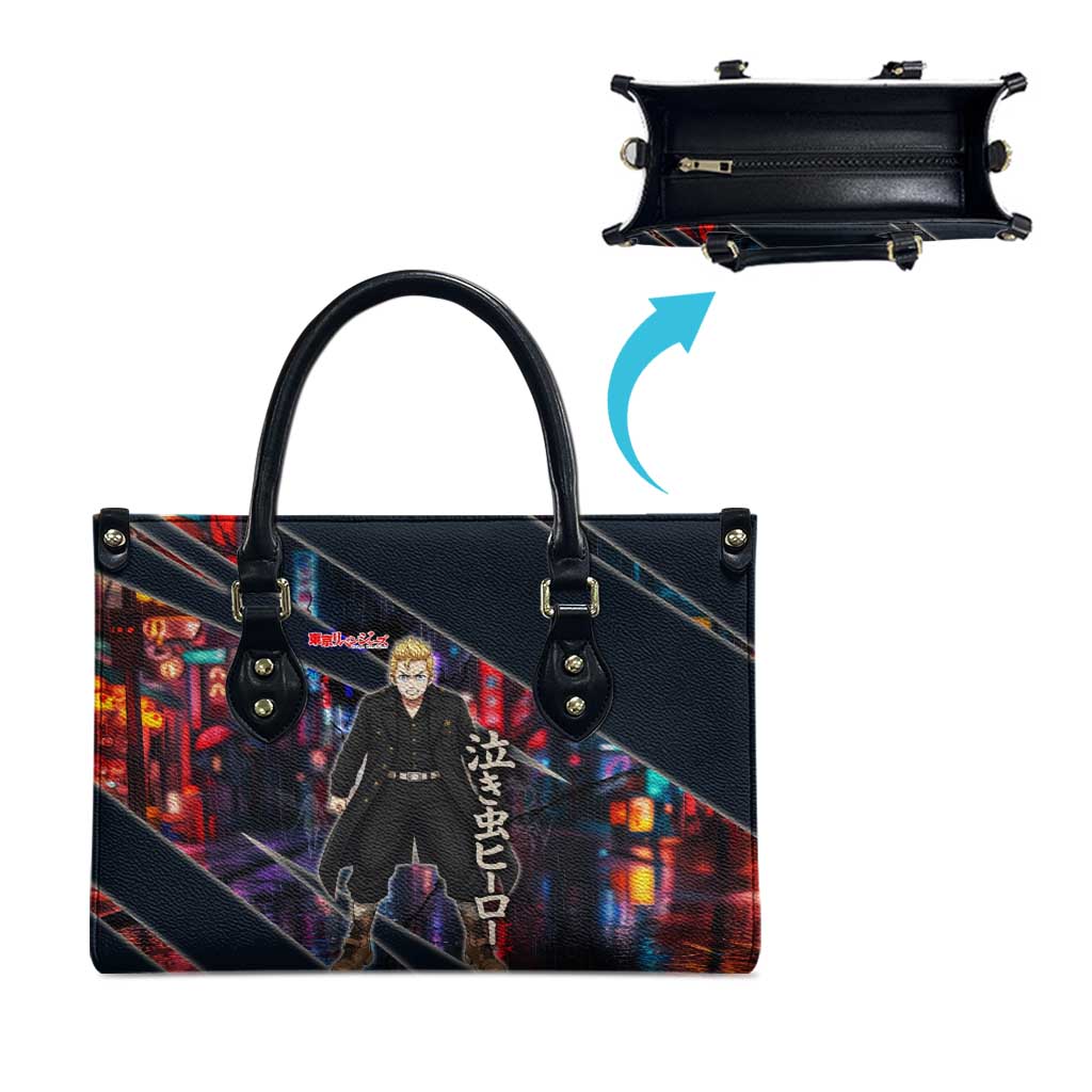 Hanagaki Takemichi Naoto Leather Bag Neon Time-Travel Urban Art Style
