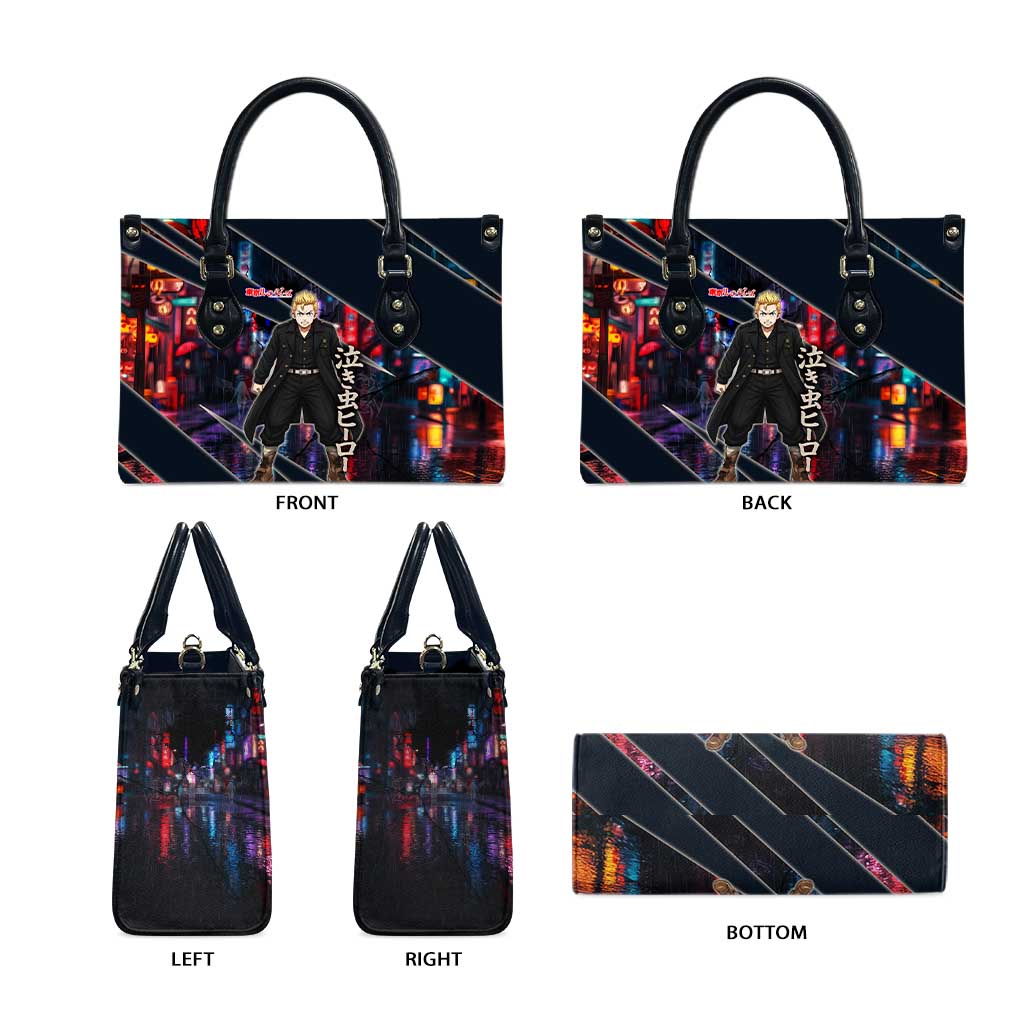 Hanagaki Takemichi Naoto Leather Bag Neon Time-Travel Urban Art Style