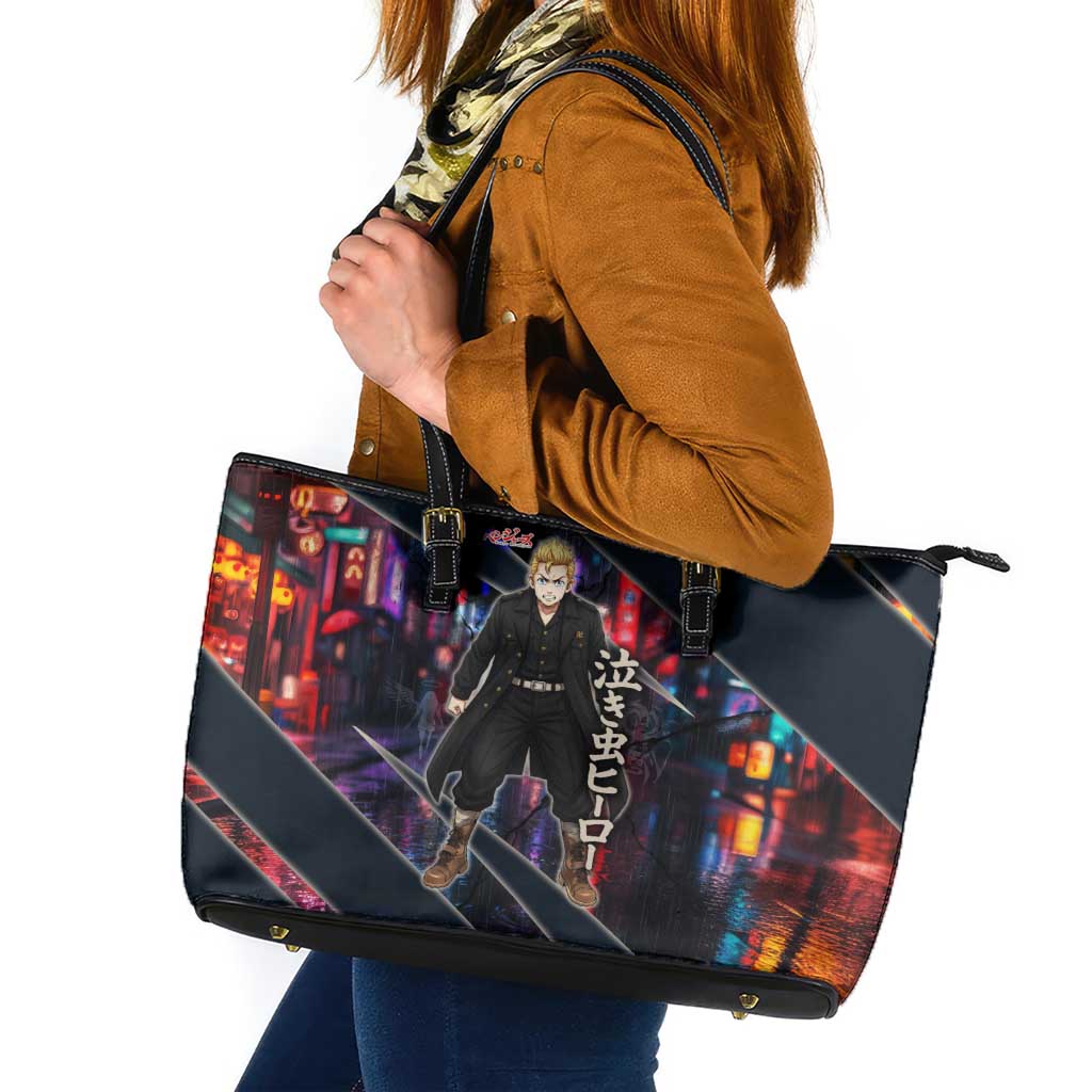 Hanagaki Takemichi Naoto Leather Tote Bag Neon Time-Travel Urban Art Style