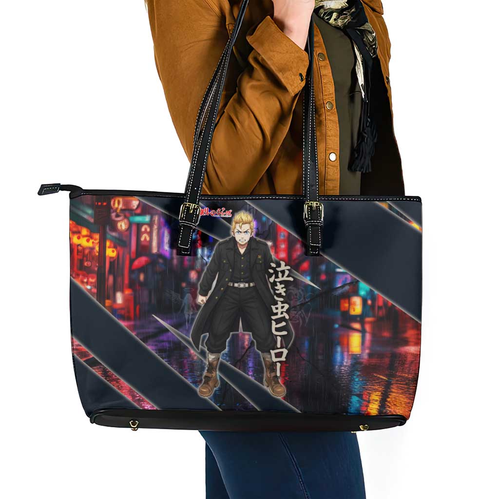 Hanagaki Takemichi Naoto Leather Tote Bag Neon Time-Travel Urban Art Style
