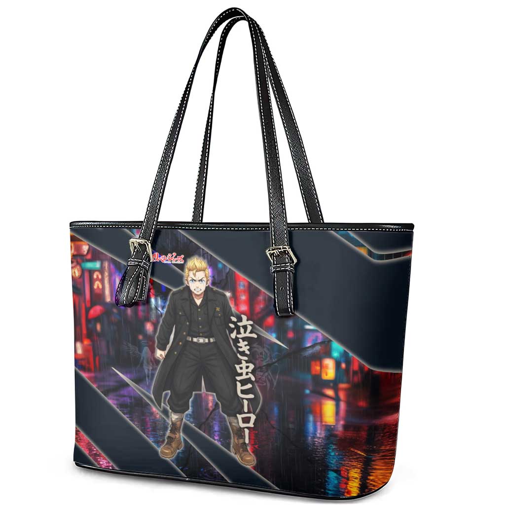 Hanagaki Takemichi Naoto Leather Tote Bag Neon Time-Travel Urban Art Style