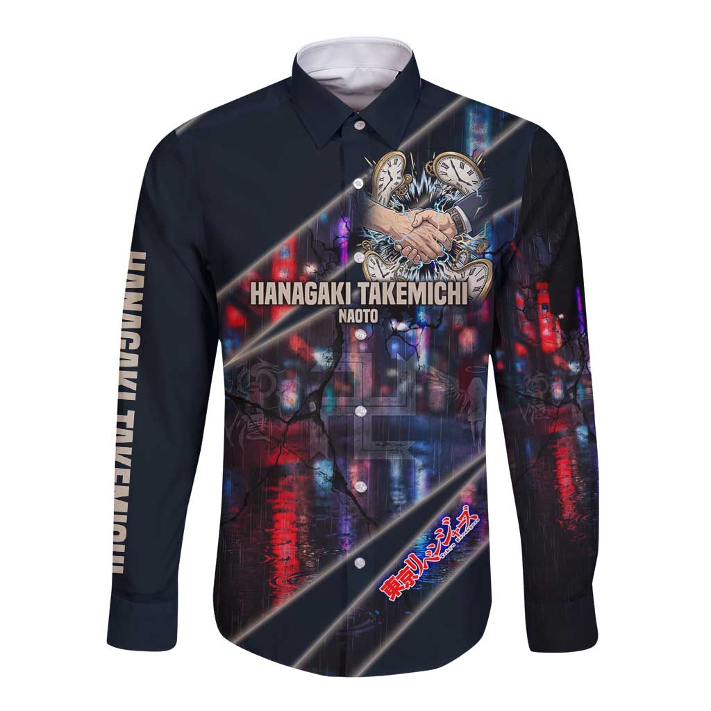 Hanagaki Takemichi Naoto Long Sleeve Button Shirt Neon Time-Travel Urban Art Style