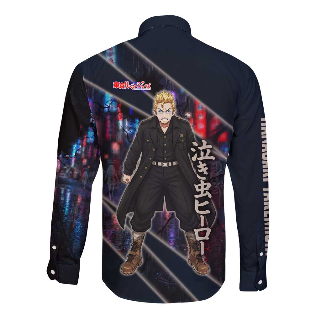 Hanagaki Takemichi Naoto Long Sleeve Button Shirt Neon Time-Travel Urban Art Style