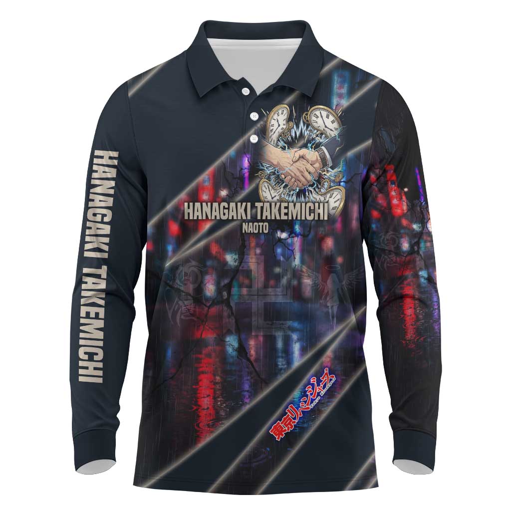Hanagaki Takemichi Naoto Long Sleeve Polo Shirt Neon Time-Travel Urban Art Style