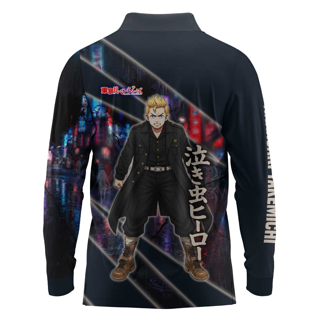 Hanagaki Takemichi Naoto Long Sleeve Polo Shirt Neon Time-Travel Urban Art Style