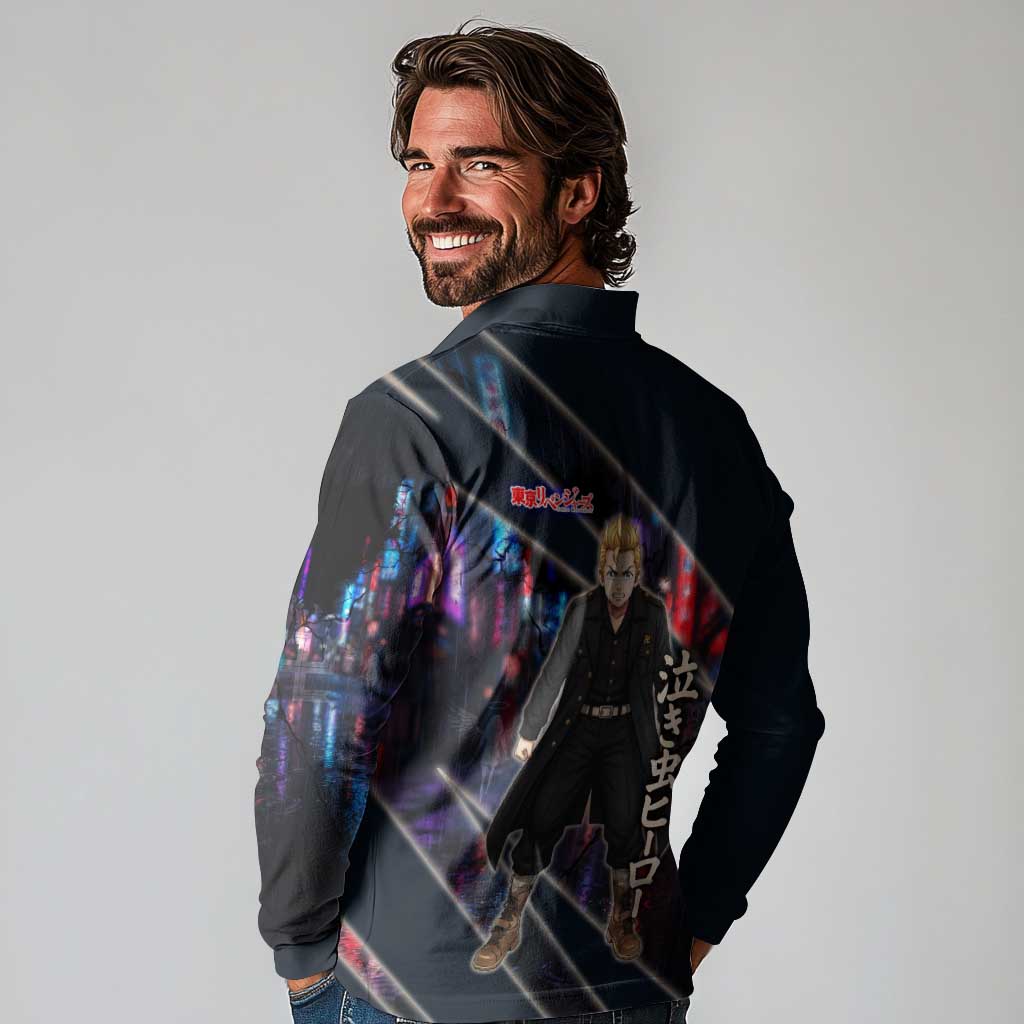 Hanagaki Takemichi Naoto Long Sleeve Polo Shirt Neon Time-Travel Urban Art Style