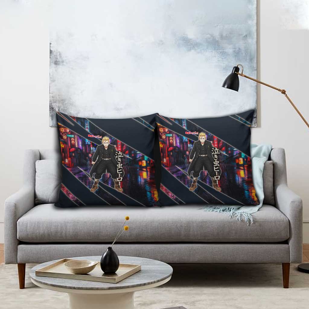Hanagaki Takemichi Naoto Pillow Cover Neon Time-Travel Urban Art Style