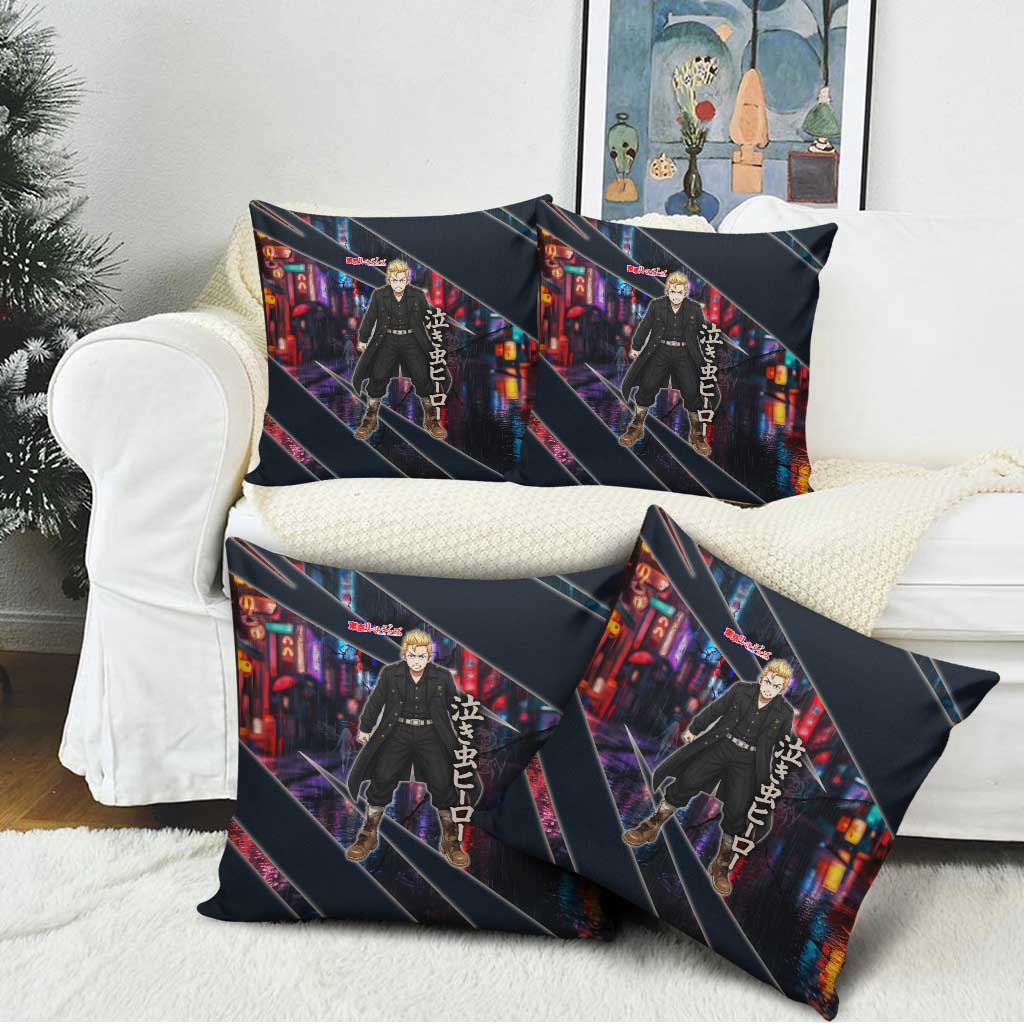Hanagaki Takemichi Naoto Pillow Cover Neon Time-Travel Urban Art Style