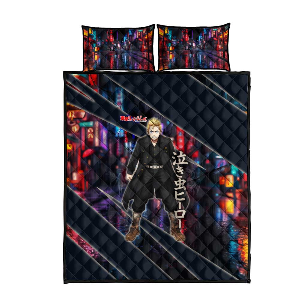 Hanagaki Takemichi Naoto Quilt Bed Set Neon Time-Travel Urban Art Style