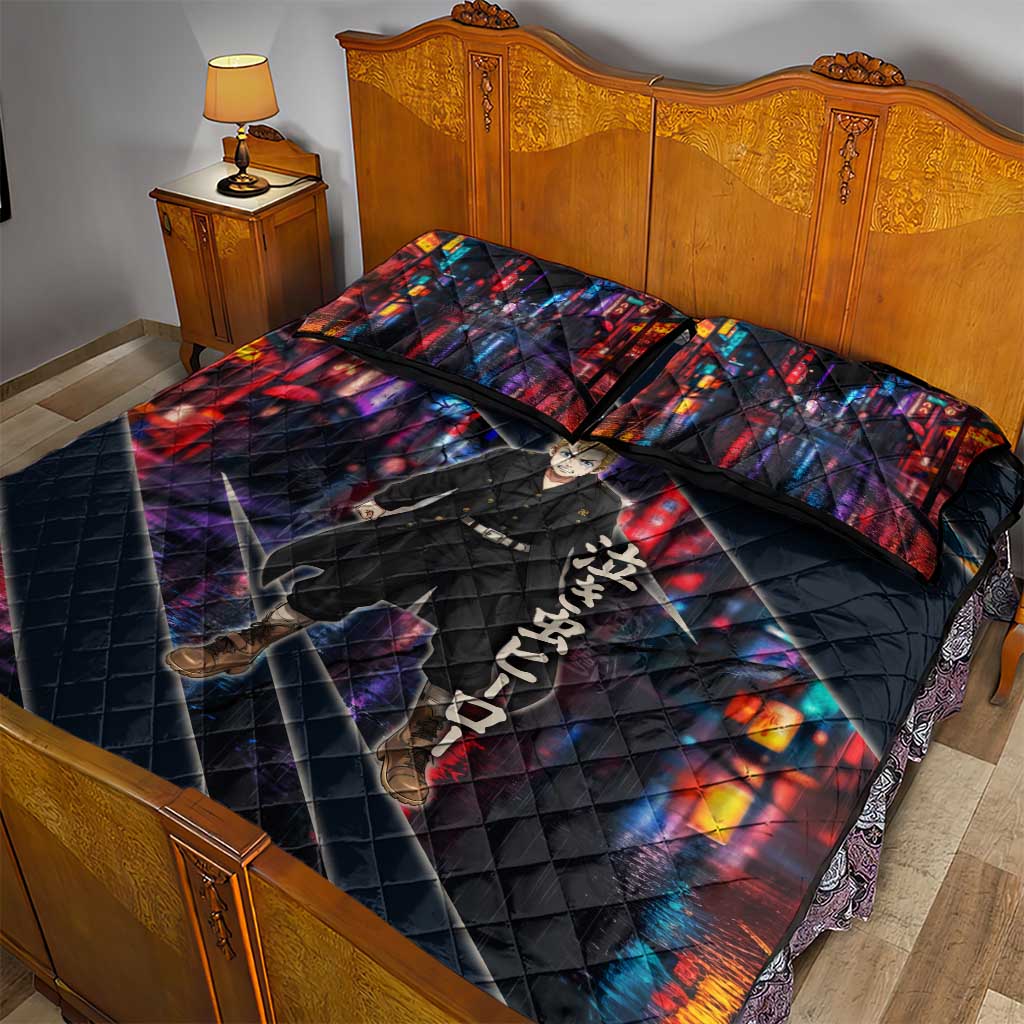 Hanagaki Takemichi Naoto Quilt Bed Set Neon Time-Travel Urban Art Style