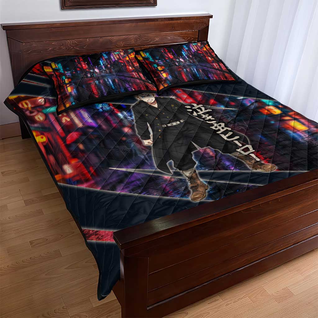 Hanagaki Takemichi Naoto Quilt Bed Set Neon Time-Travel Urban Art Style