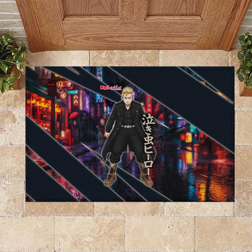 Hanagaki Takemichi Naoto Rubber Doormat Neon Time-Travel Urban Art Style