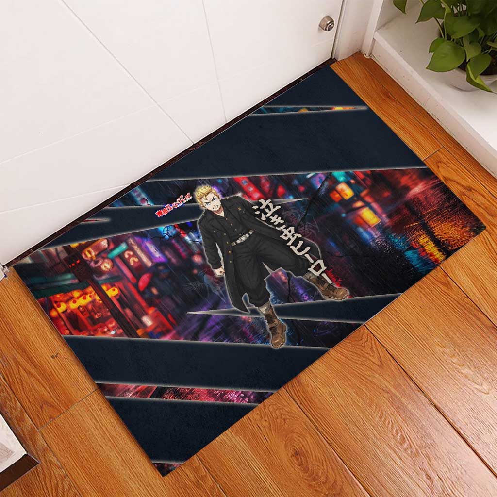 Hanagaki Takemichi Naoto Rubber Doormat Neon Time-Travel Urban Art Style