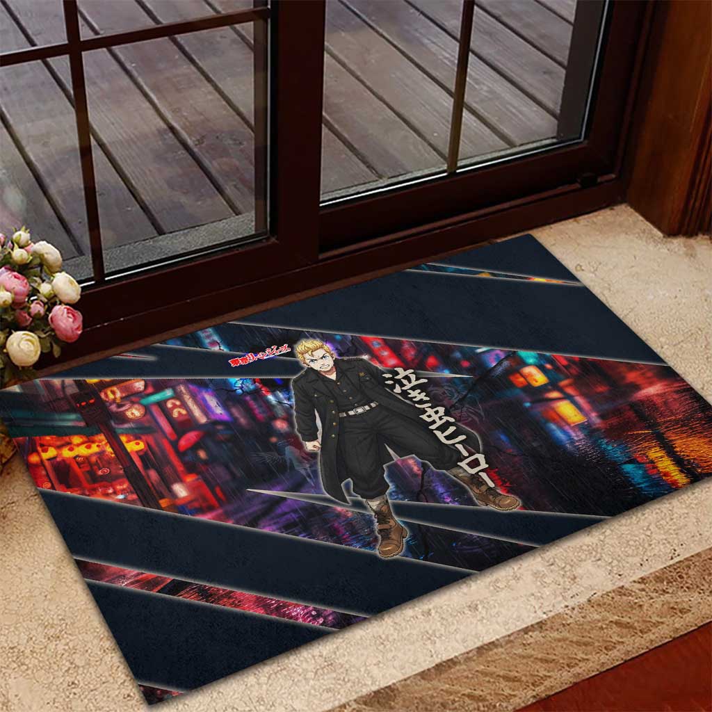 Hanagaki Takemichi Naoto Rubber Doormat Neon Time-Travel Urban Art Style