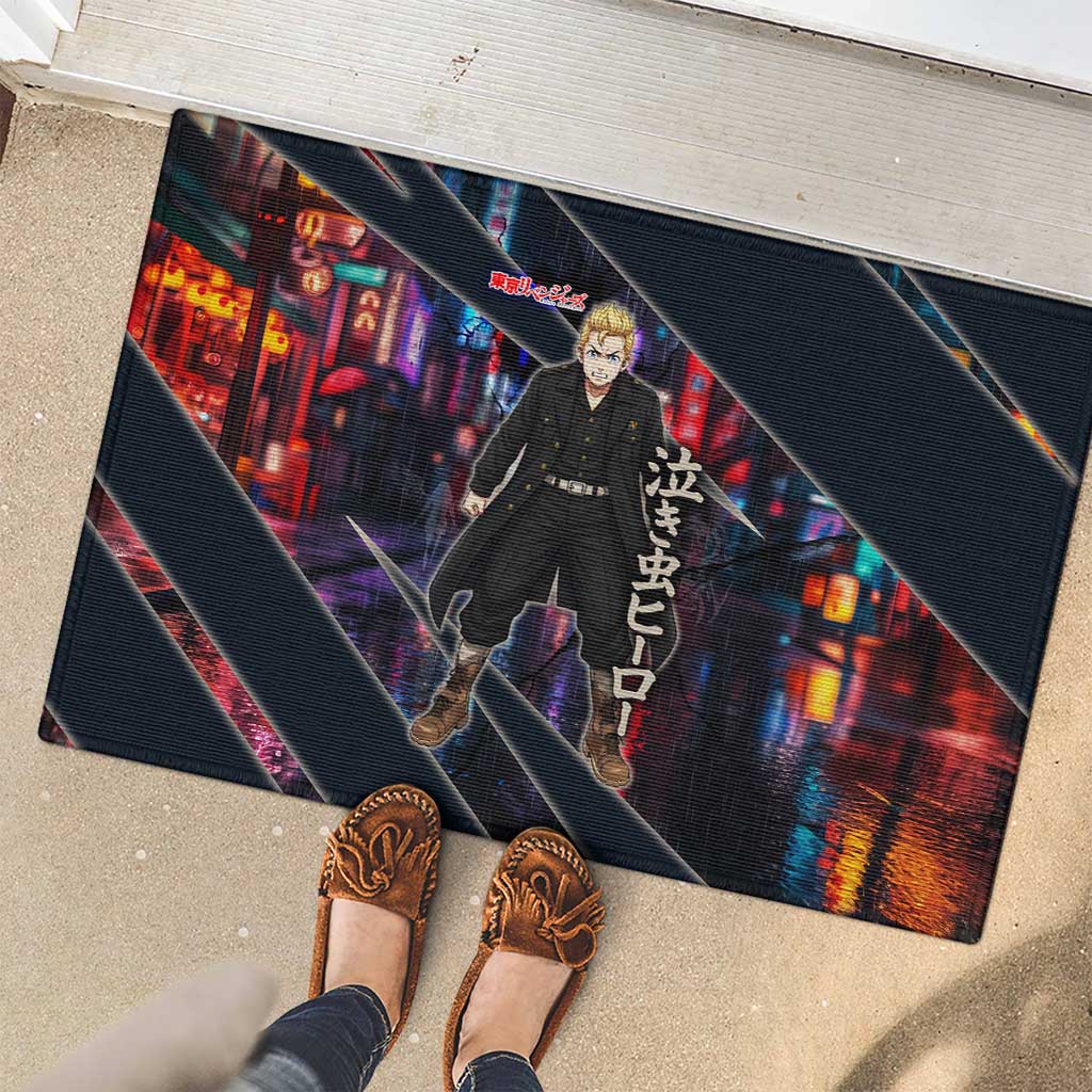 Hanagaki Takemichi Naoto Rubber Doormat Neon Time-Travel Urban Art Style