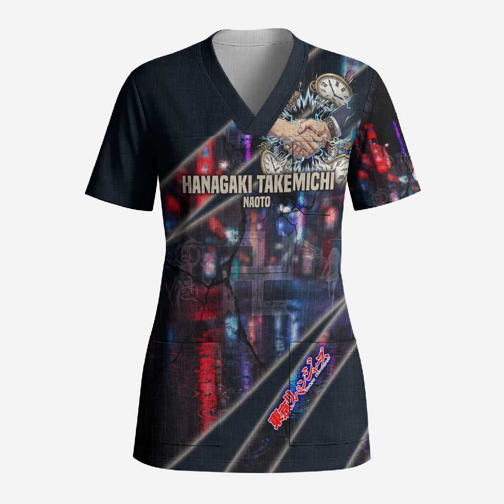 Hanagaki Takemichi Naoto Scrub Top Neon Time-Travel Urban Art Style