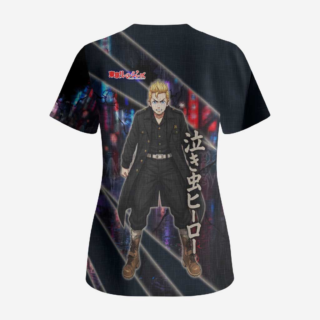 Hanagaki Takemichi Naoto Scrub Top Neon Time-Travel Urban Art Style