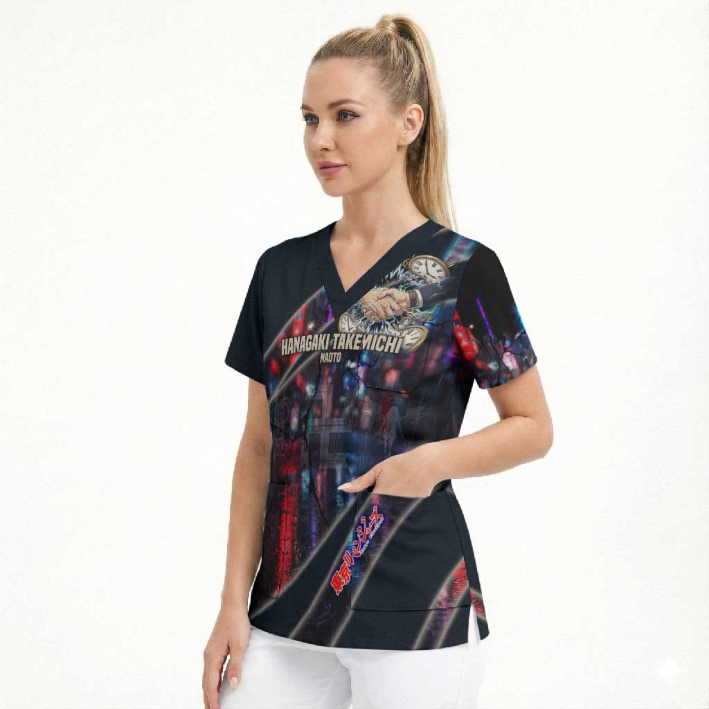 Hanagaki Takemichi Naoto Scrub Top Neon Time-Travel Urban Art Style