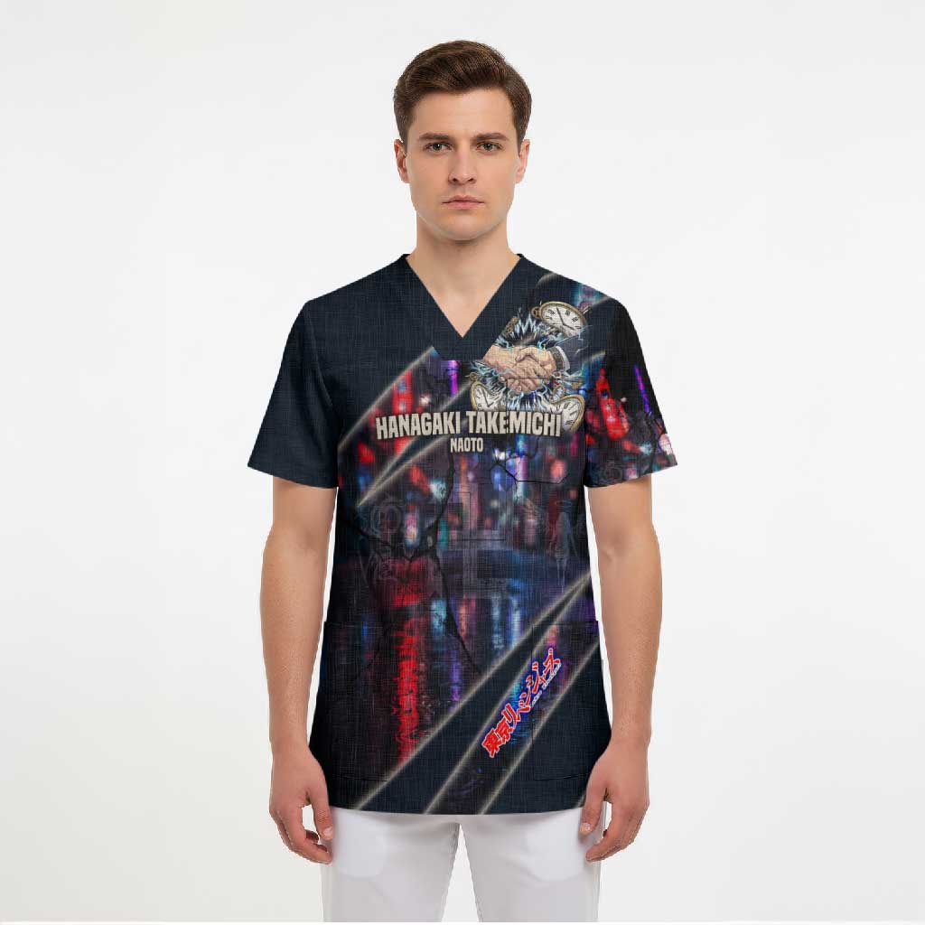 Hanagaki Takemichi Naoto Scrub Top Neon Time-Travel Urban Art Style