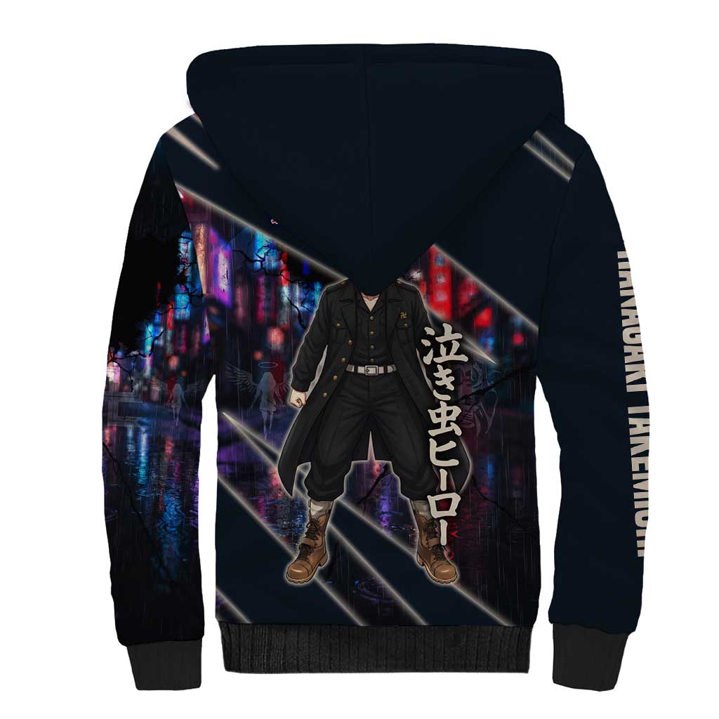 Hanagaki Takemichi Naoto Sherpa Hoodie Neon Time-Travel Urban Art Style
