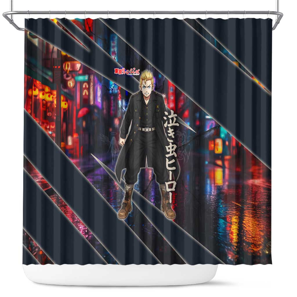 Hanagaki Takemichi Naoto Shower Curtain Neon Time-Travel Urban Art Style