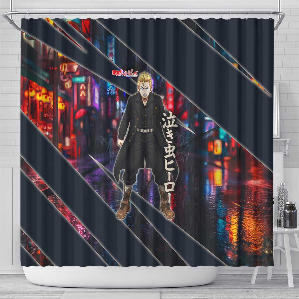 Hanagaki Takemichi Naoto Shower Curtain Neon Time-Travel Urban Art Style