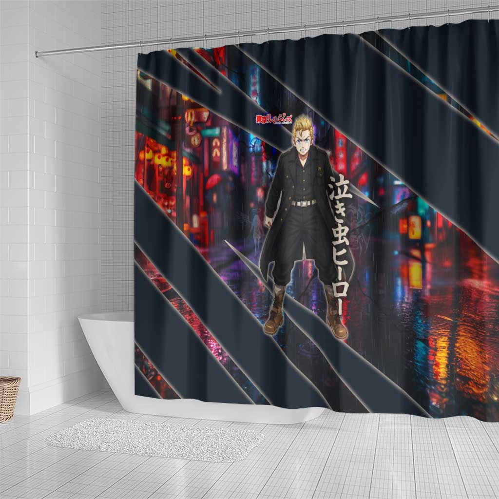 Hanagaki Takemichi Naoto Shower Curtain Neon Time-Travel Urban Art Style