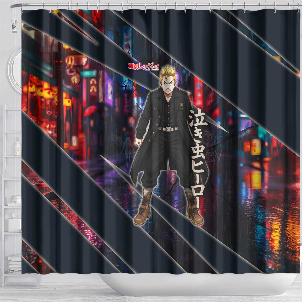 Hanagaki Takemichi Naoto Shower Curtain Neon Time-Travel Urban Art Style