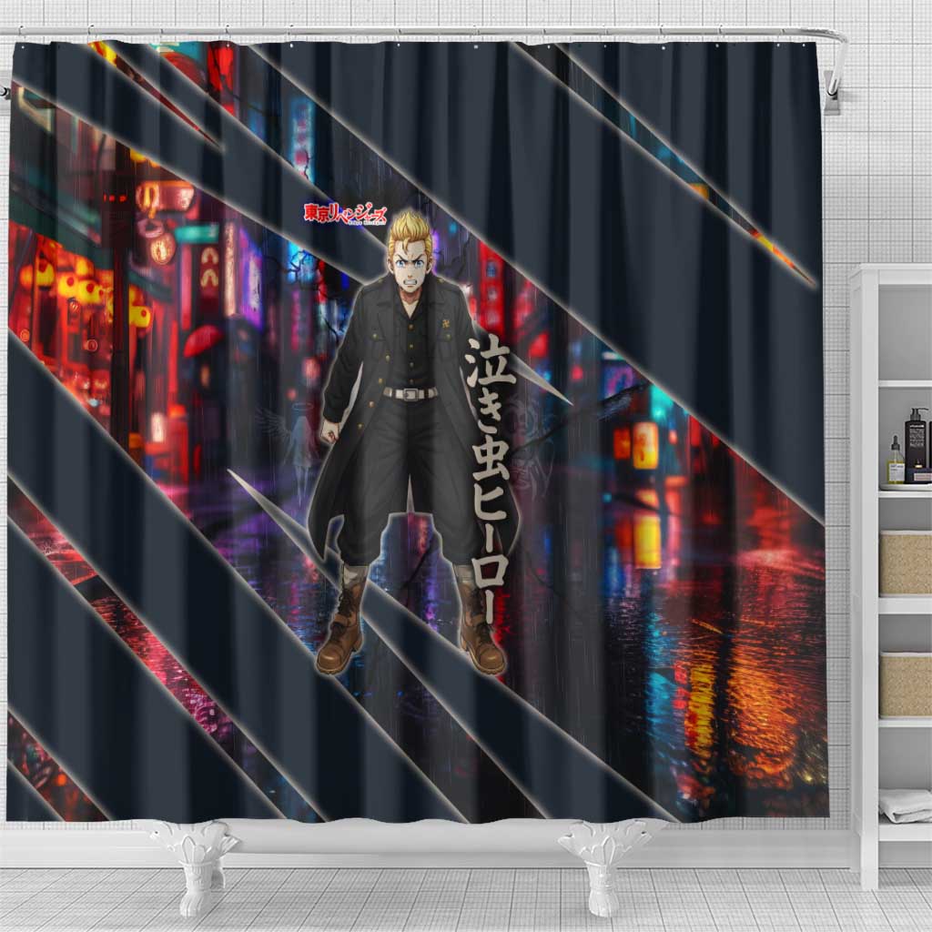 Hanagaki Takemichi Naoto Shower Curtain Neon Time-Travel Urban Art Style