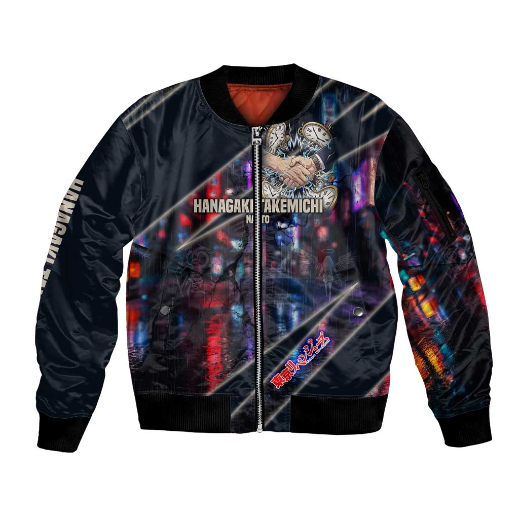 Hanagaki Takemichi Naoto Sleeve Zip Bomber Jacket Neon Time-Travel Urban Art Style