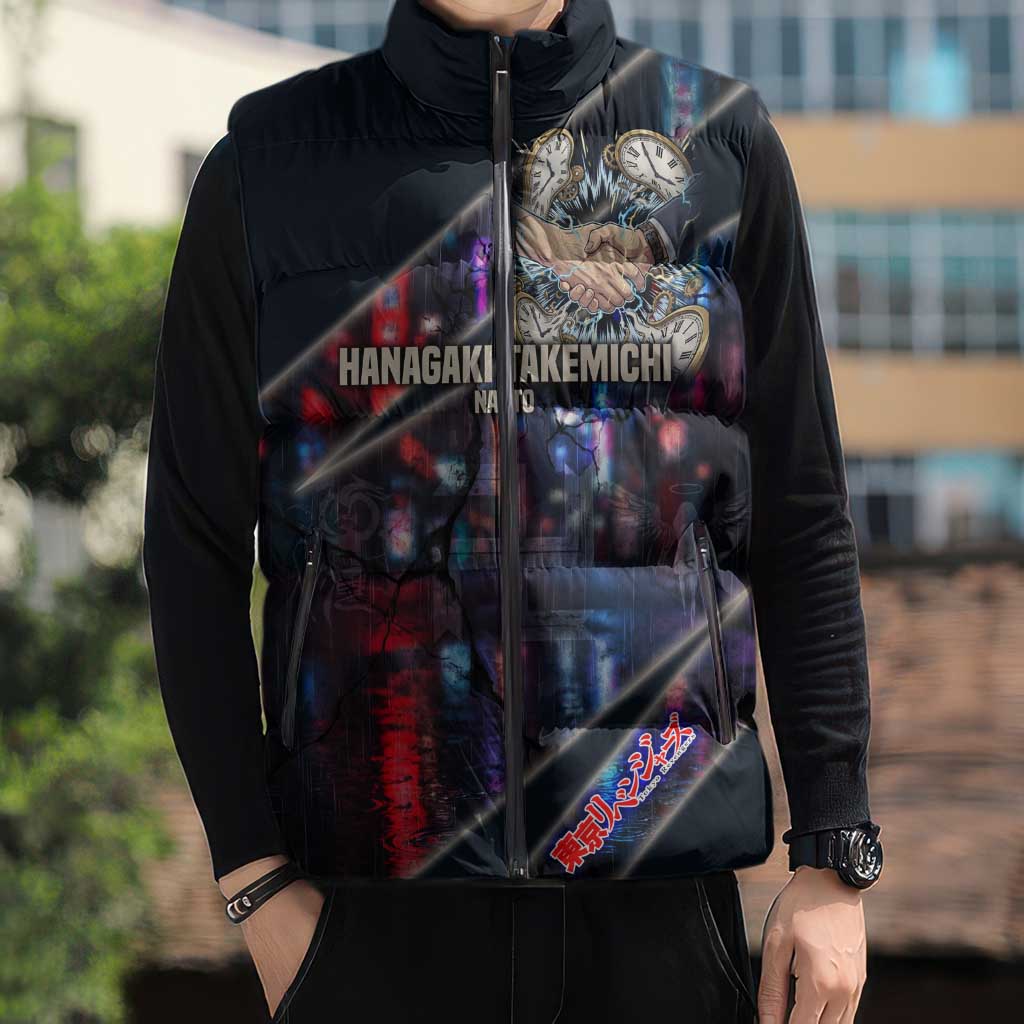 Hanagaki Takemichi Naoto Sleeveless Puffer Jacket Neon Time-Travel Urban Art Style
