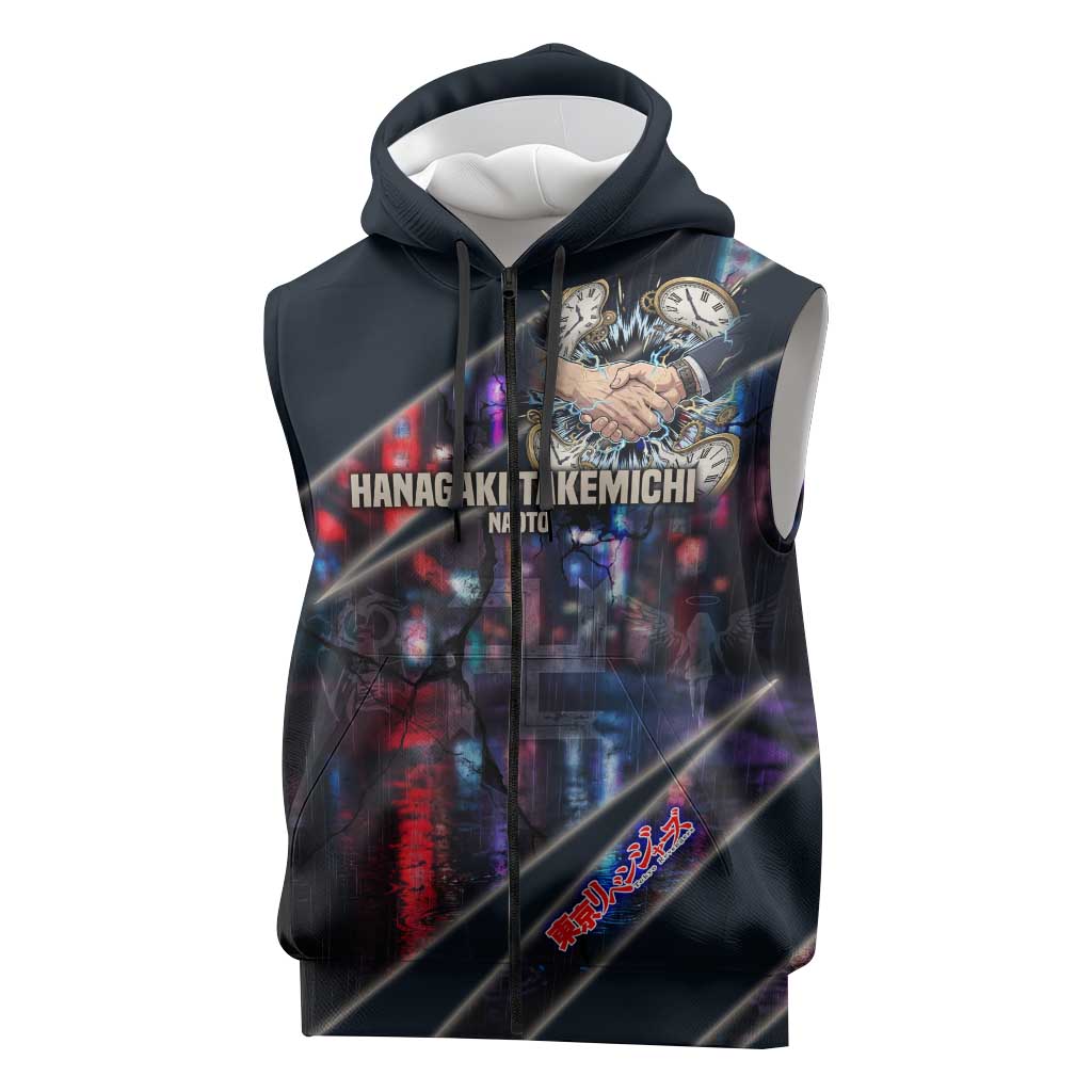 Hanagaki Takemichi Naoto Sleeveless Zip Hoodie Neon Time-Travel Urban Art Style