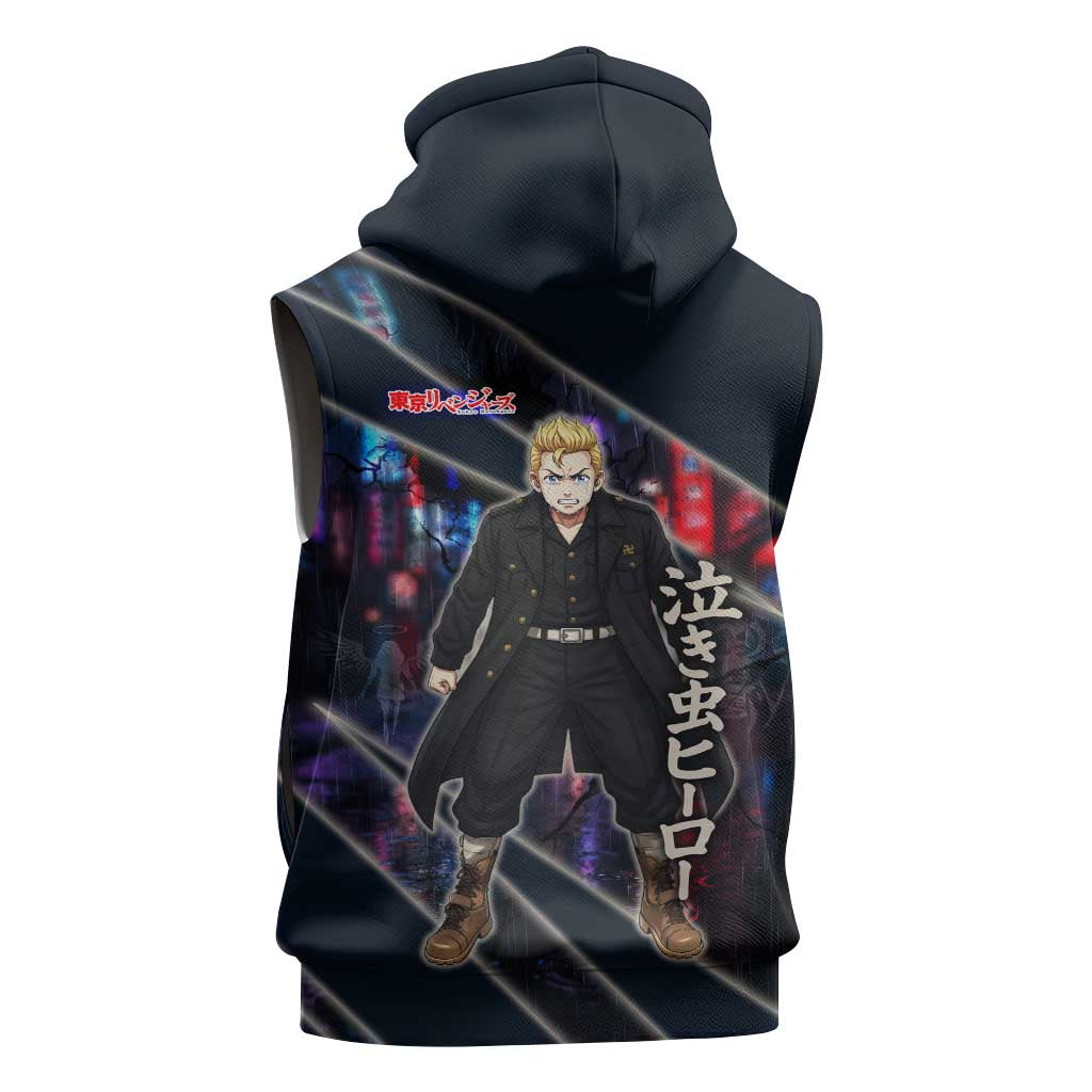Hanagaki Takemichi Naoto Sleeveless Zip Hoodie Neon Time-Travel Urban Art Style