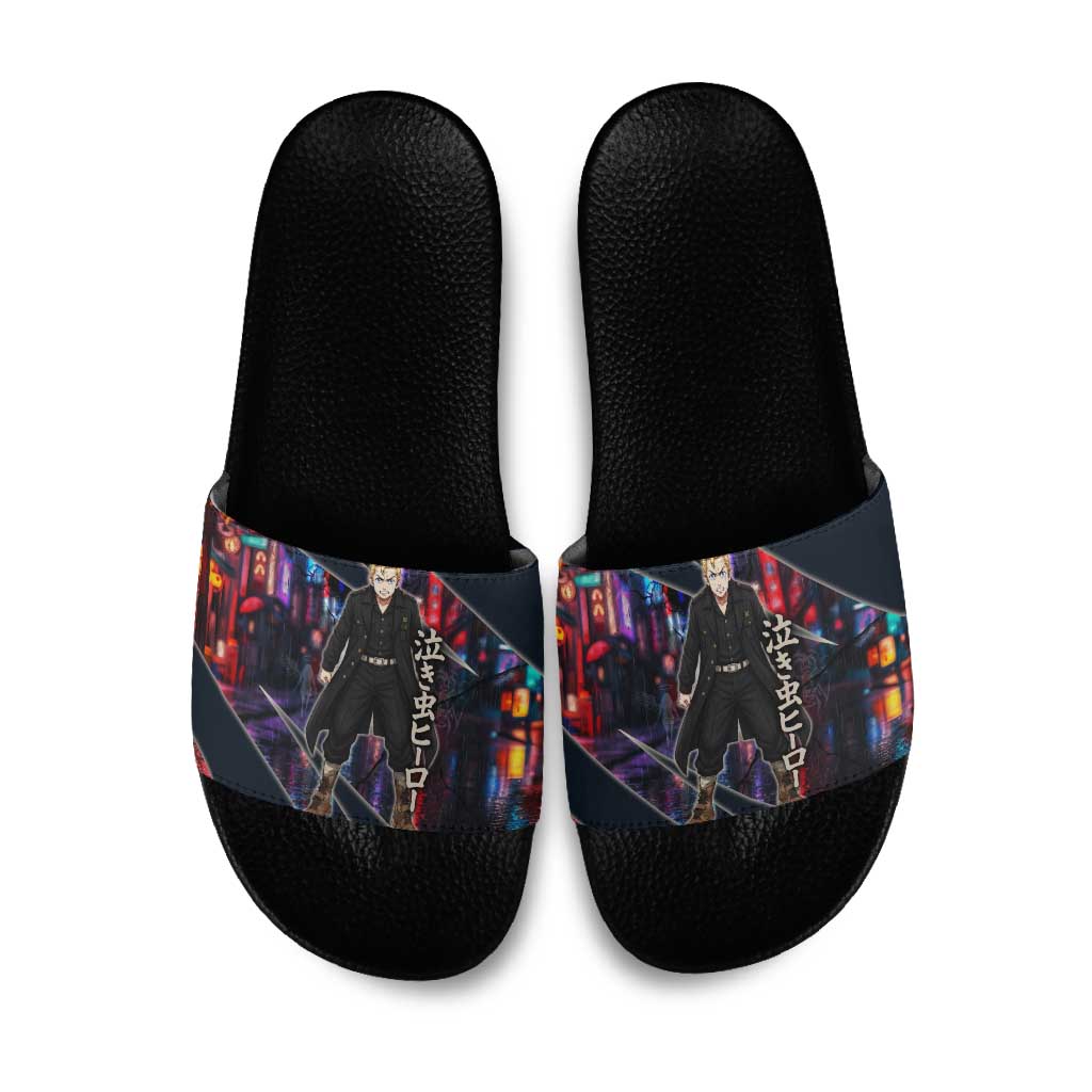 Hanagaki Takemichi Naoto Slide Sandals Neon Time-Travel Urban Art Style