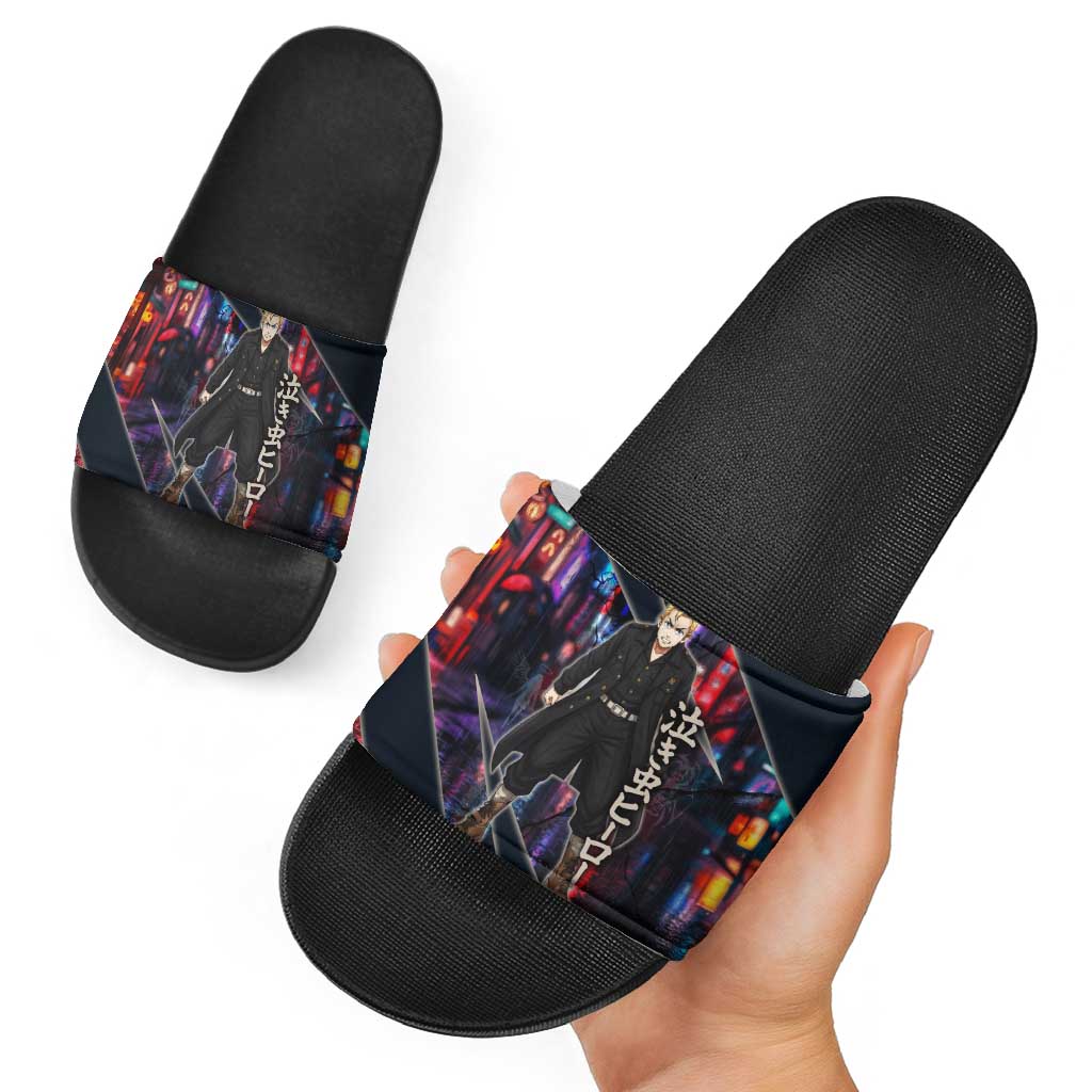 Hanagaki Takemichi Naoto Slide Sandals Neon Time-Travel Urban Art Style
