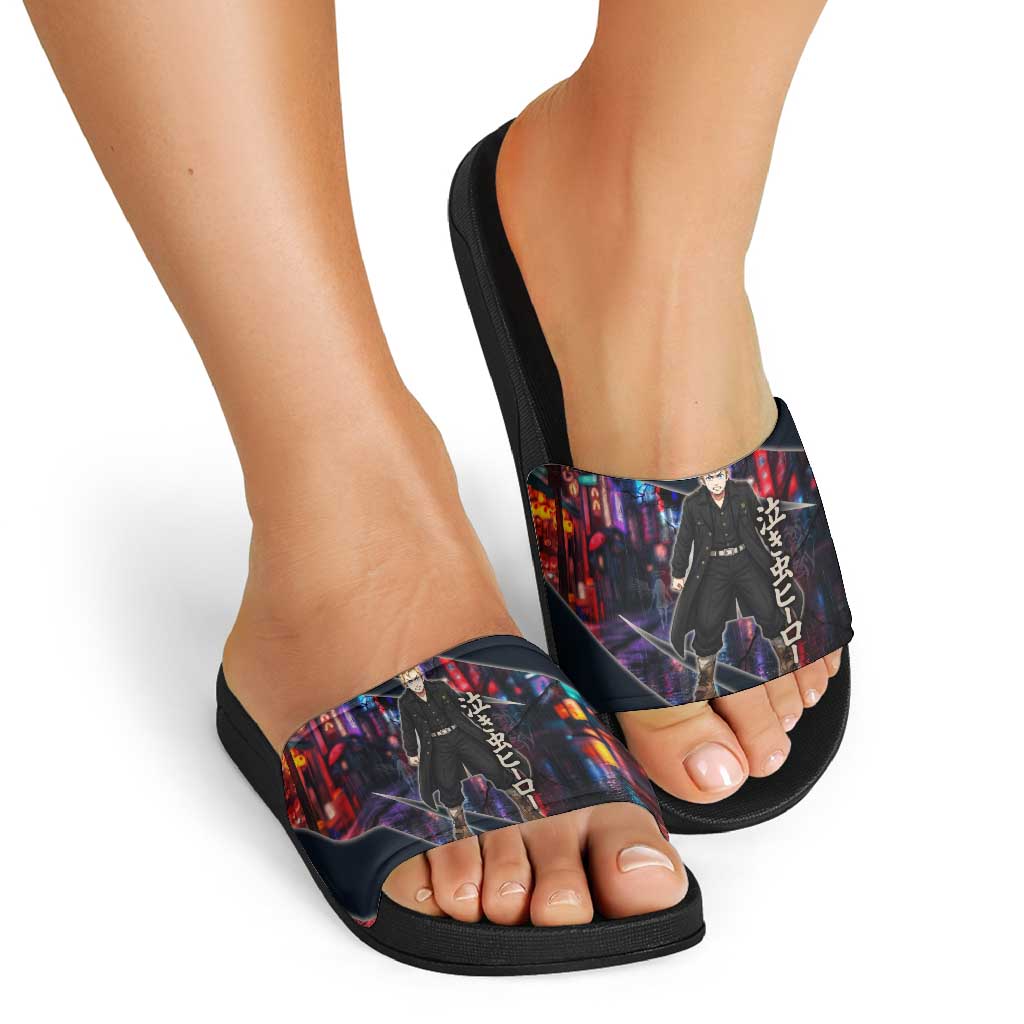 Hanagaki Takemichi Naoto Slide Sandals Neon Time-Travel Urban Art Style