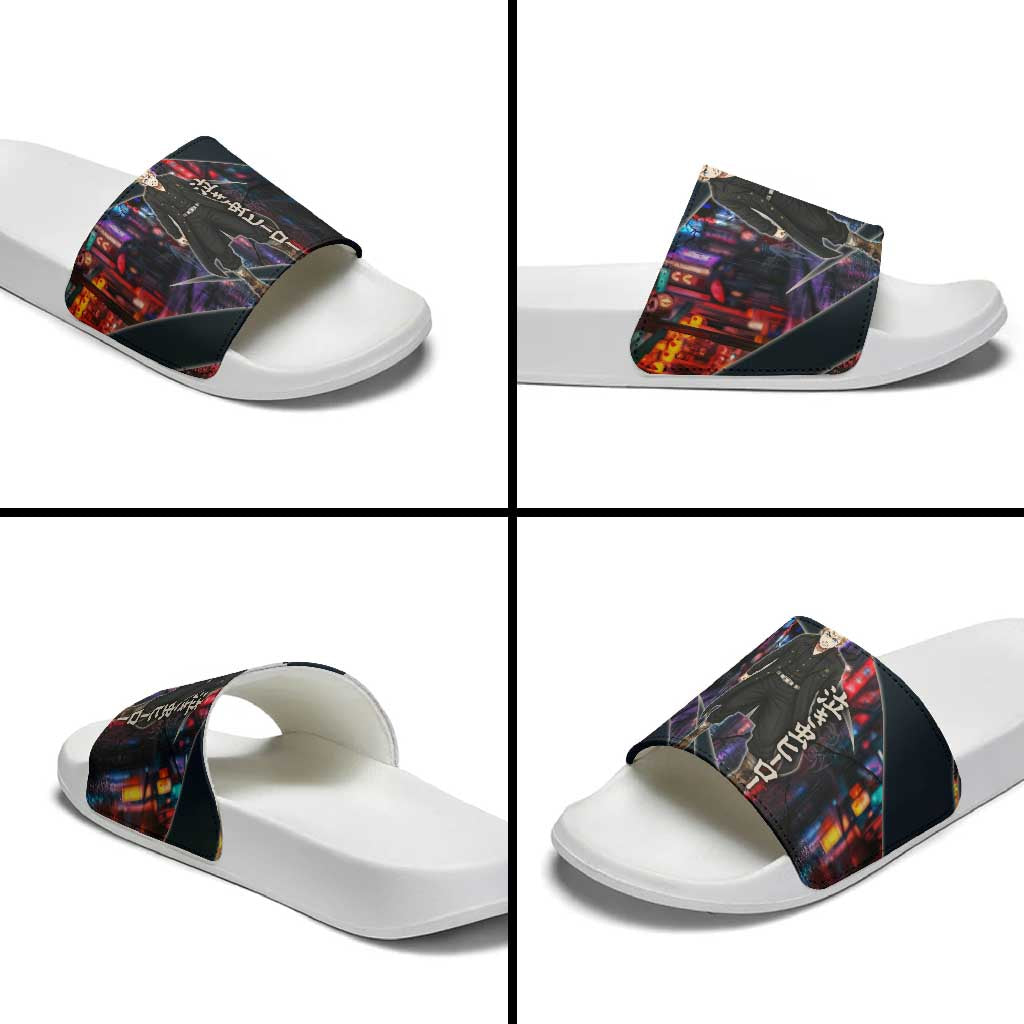 Hanagaki Takemichi Naoto Slide Sandals Neon Time-Travel Urban Art Style
