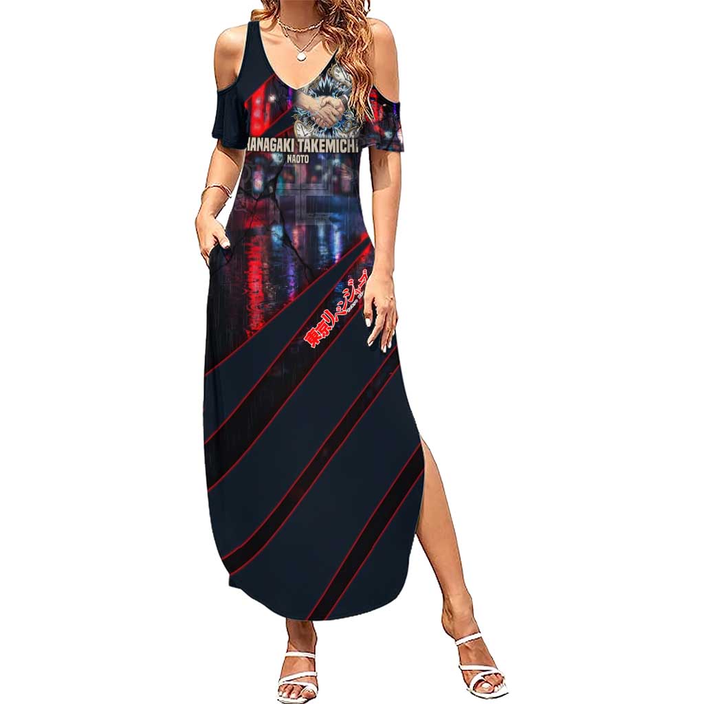 Hanagaki Takemichi Naoto Summer Maxi Dress Neon Time-Travel Urban Art Style