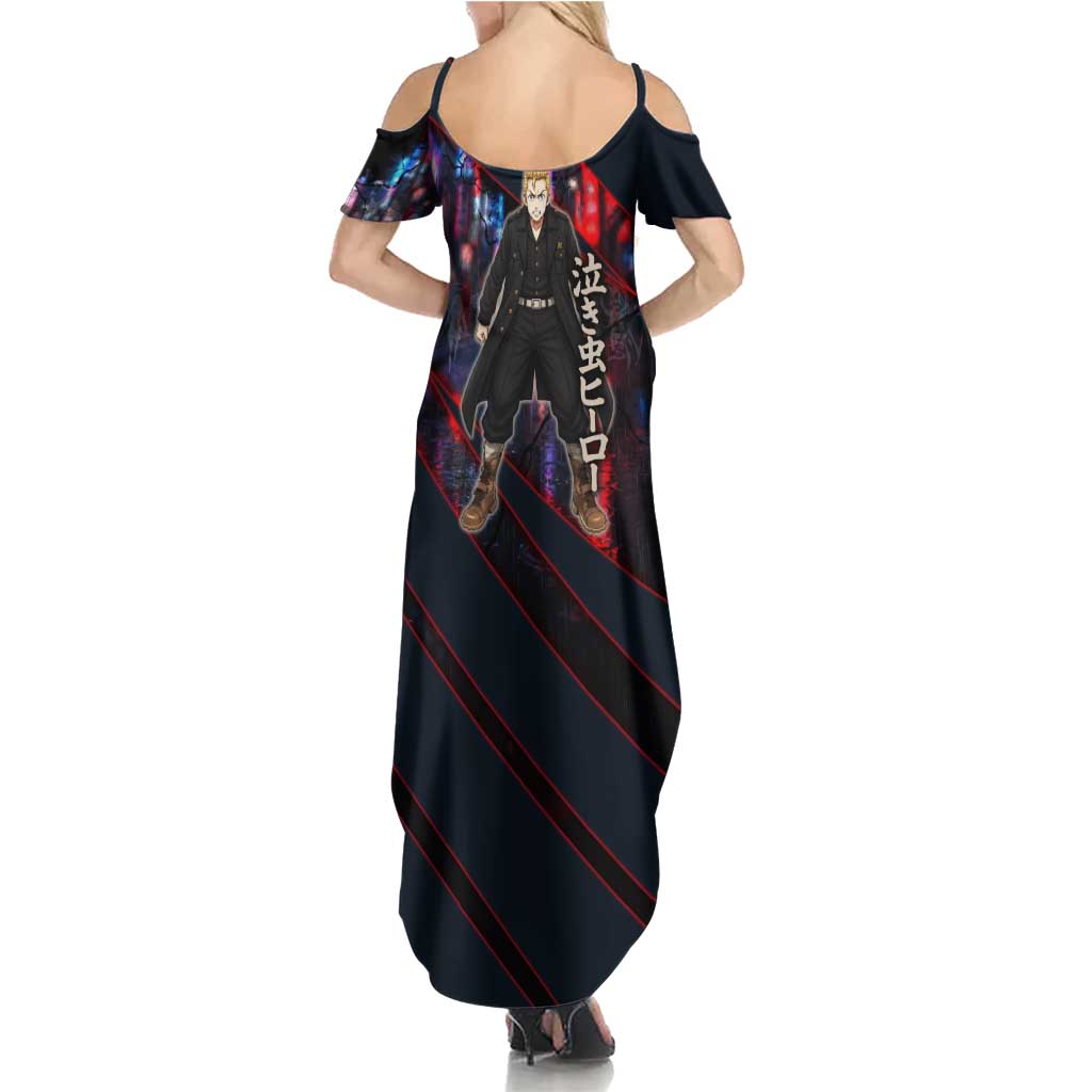 Hanagaki Takemichi Naoto Summer Maxi Dress Neon Time-Travel Urban Art Style